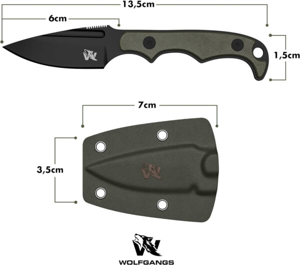 Wolfgangs CITO Neck Knife Messer - Abmessung