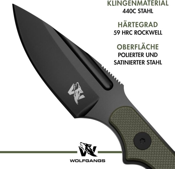 Wolfgangs CITO Neck Knife Messer - Abmessung